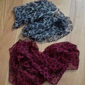 animal print scarf   black pink blue 2 scarves